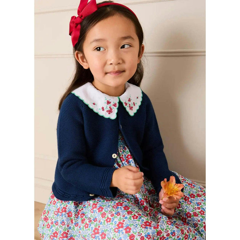 Emilia Floral Embroidered Collar Sleeveless Dress in Red (12mths- 10yrs)