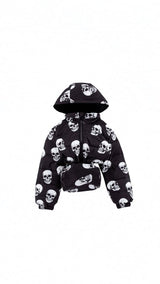 Blake Hooded Reversible Lightweight Down Puffer Jacket, Skulls