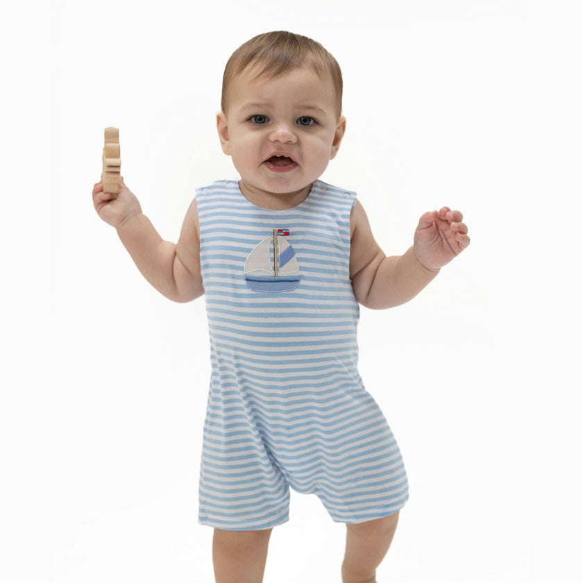 Bubbly Sailboat Stripe - Sleeveless Jon Jon