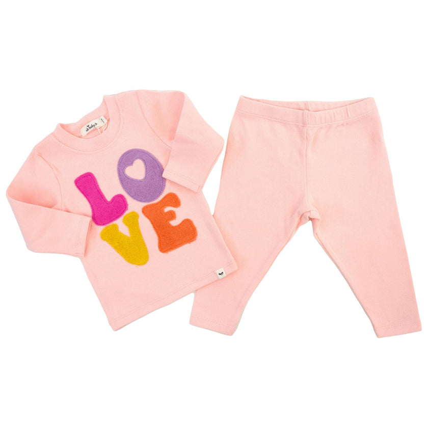Cotton Candy LOVE Terry Applique Two Piece Set