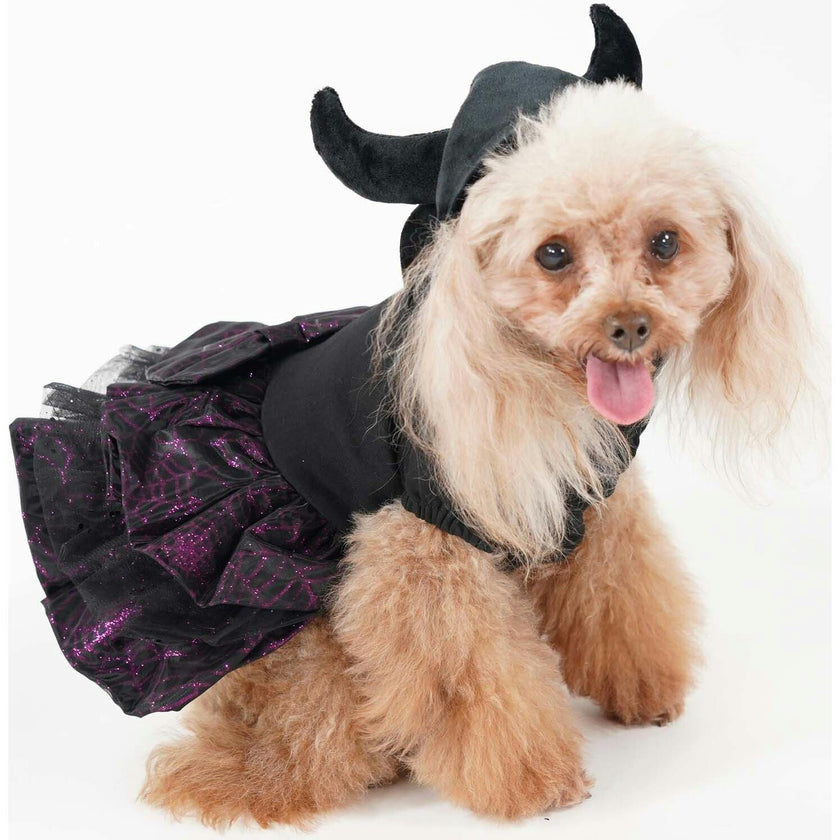 DEVIL HORN HAT GLITTER DRESS, Black