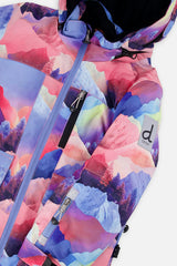 Two Piece Play Snowsuit Pink Mountain Print With Blue Pants
