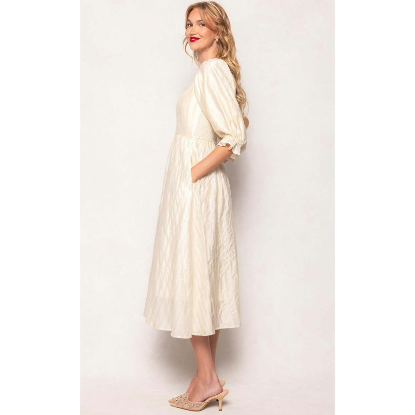 Tindra Dress in Cream Sequin