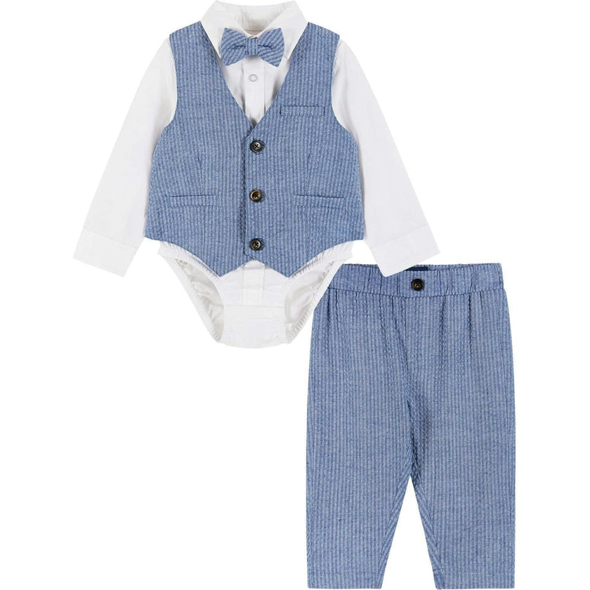 Infant Four Piece Buttondown and Vest Set