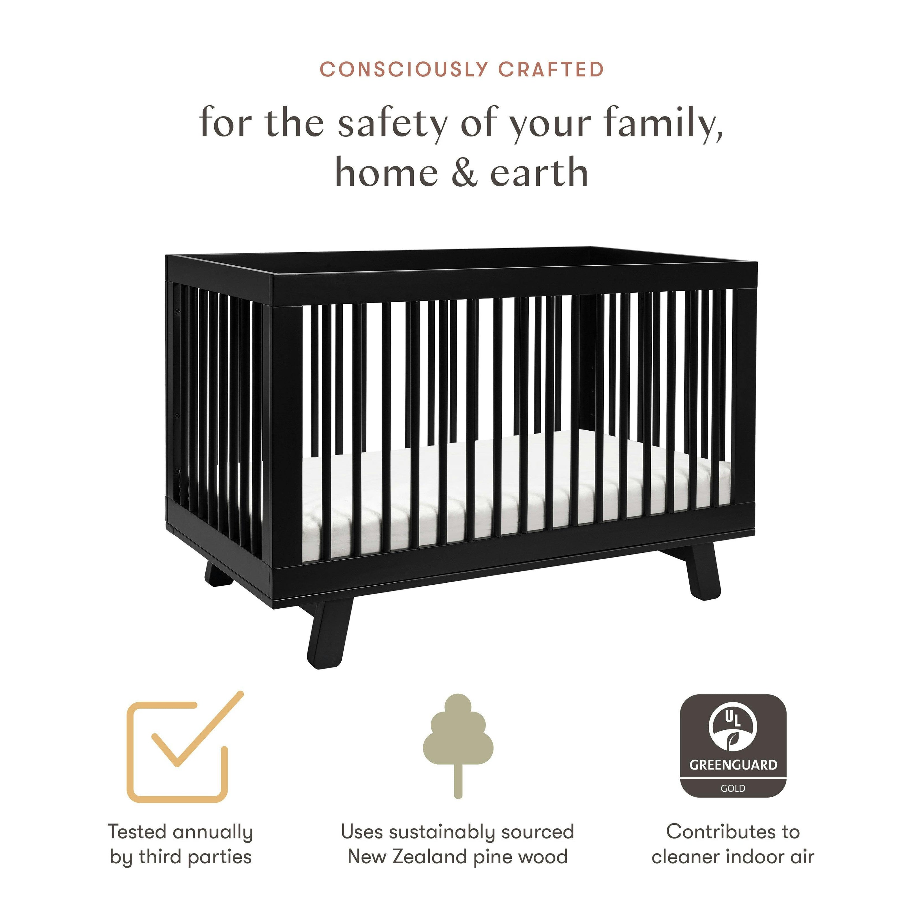 Babyletto Hudson 3-in-1 Convertible Crib with Toddler Bed Conversion Kit