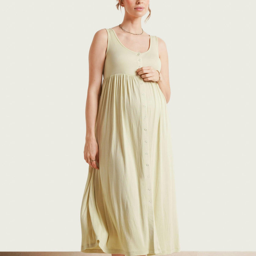 Women's Maternity Ribbed Modal Henley Dress