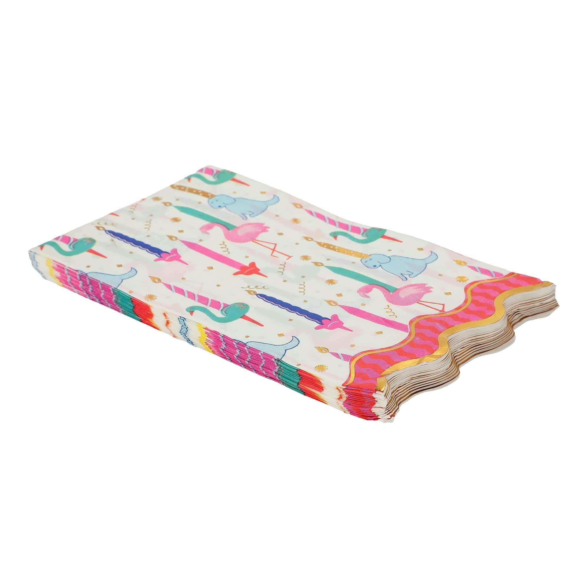 Packed Party Blow Out the Candles Birthday Animals Guest Napkins 16ct - Gold Foil Party Animal and Candle Design 3-Ply Napkins