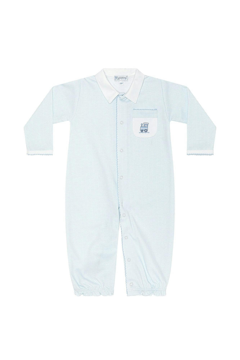 Blue Herringbone Embroidered Converter Gown