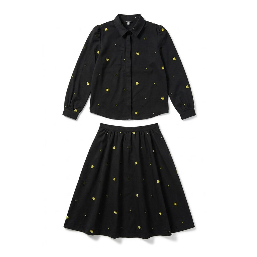 Floral Embroidered Blouse & Skirt Set