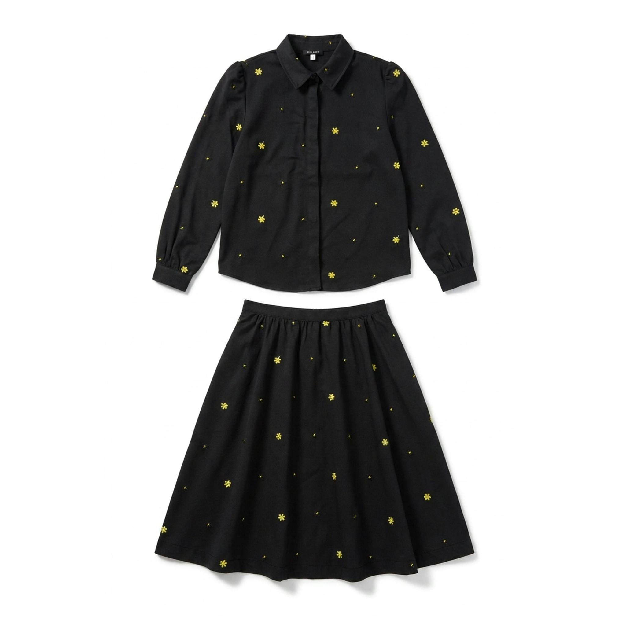 Floral Embroidered Blouse & Skirt Set