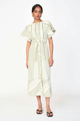 Vienna Pintuck Dress in Garden Stripe