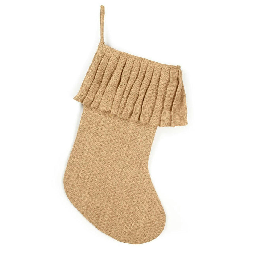 Handmade Jute Christmas Stocking - Ruffle Cuff