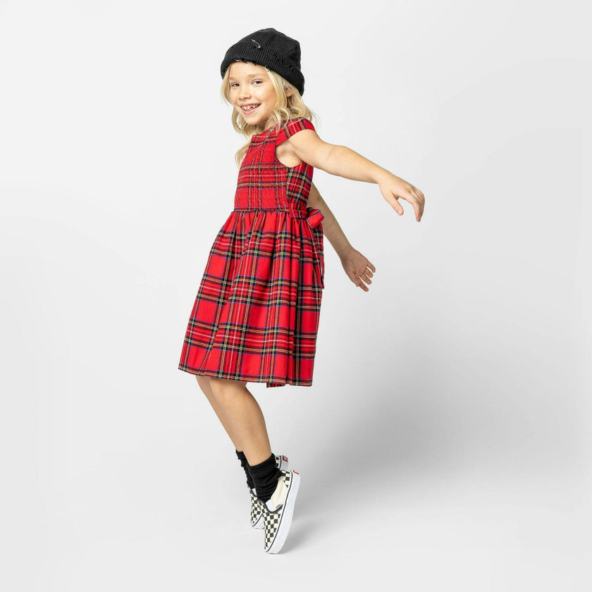Bonnie Smocked Plaid Tartan Girls Party Dress