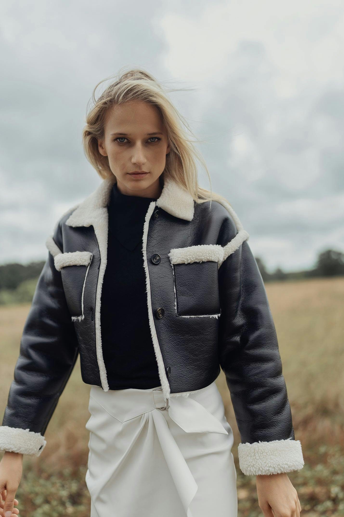 LEATHER SHERPA JACKET