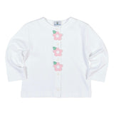 White Knit Cardigan With Flowers