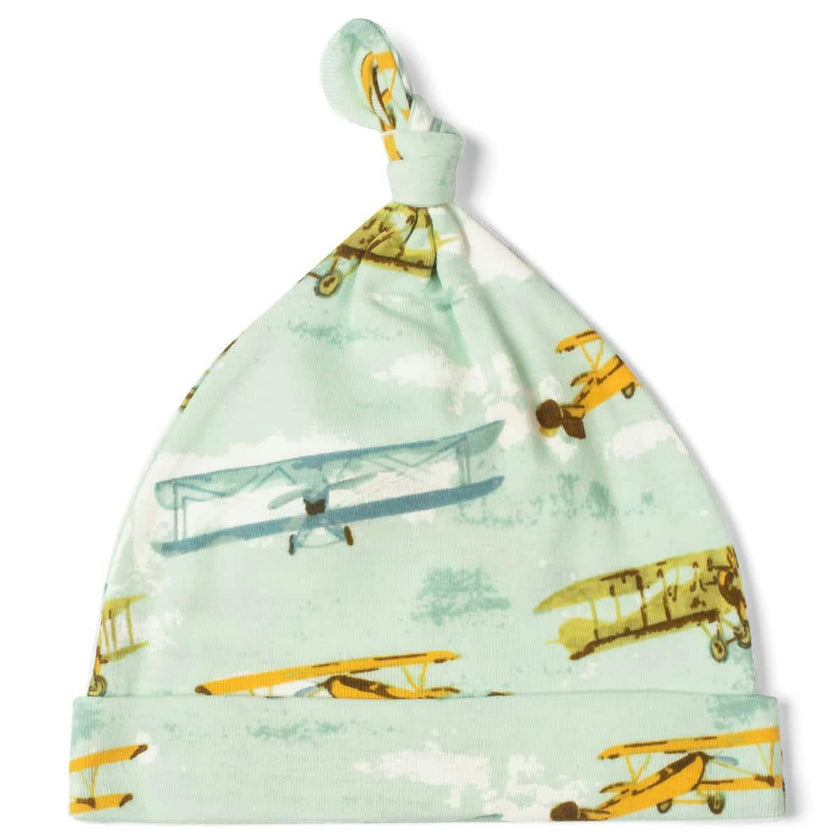 Vintage Planes Organic Cotton Knotted Beanie Hat