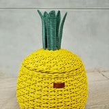 Handcrafted - Pineapple Storage Basket Yellow (Medium) - Rattan Wicker