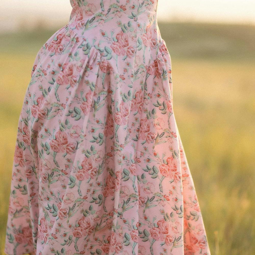 Edith Dress in Pink Sketched Flower