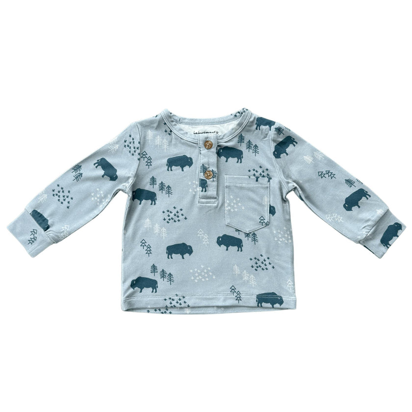 Boys Long Sleeve Henley Shirt in Buffalo