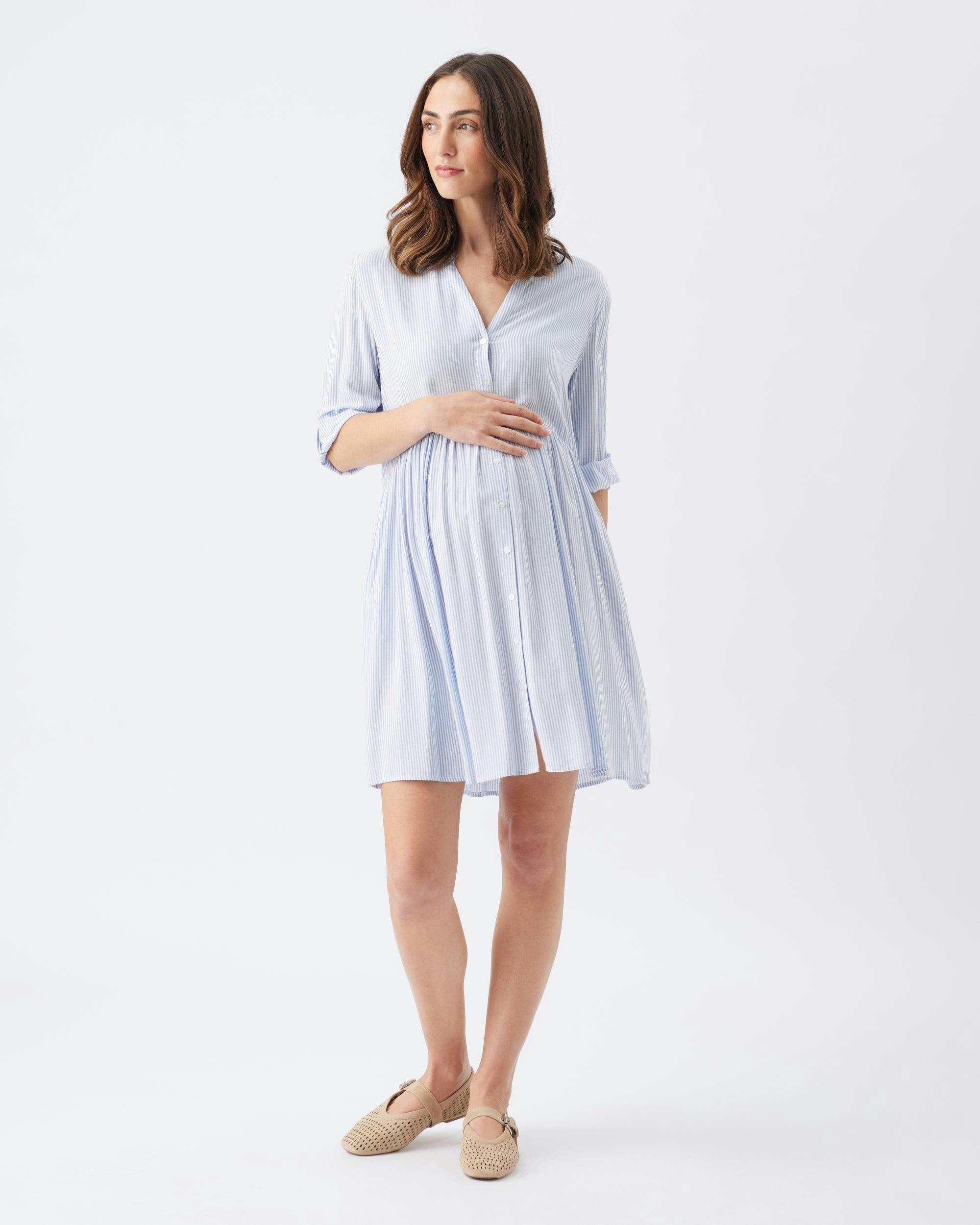 Sam Stripe Dress  Sky Blue / White