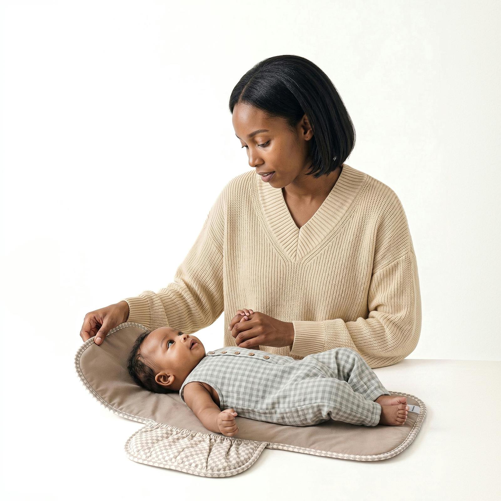 Portable Mini Maven Changing Clutch | Check, Oat | Toddlekind