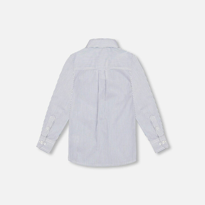 Long Sleeve Button Down Shirt Navy Blue Stripes