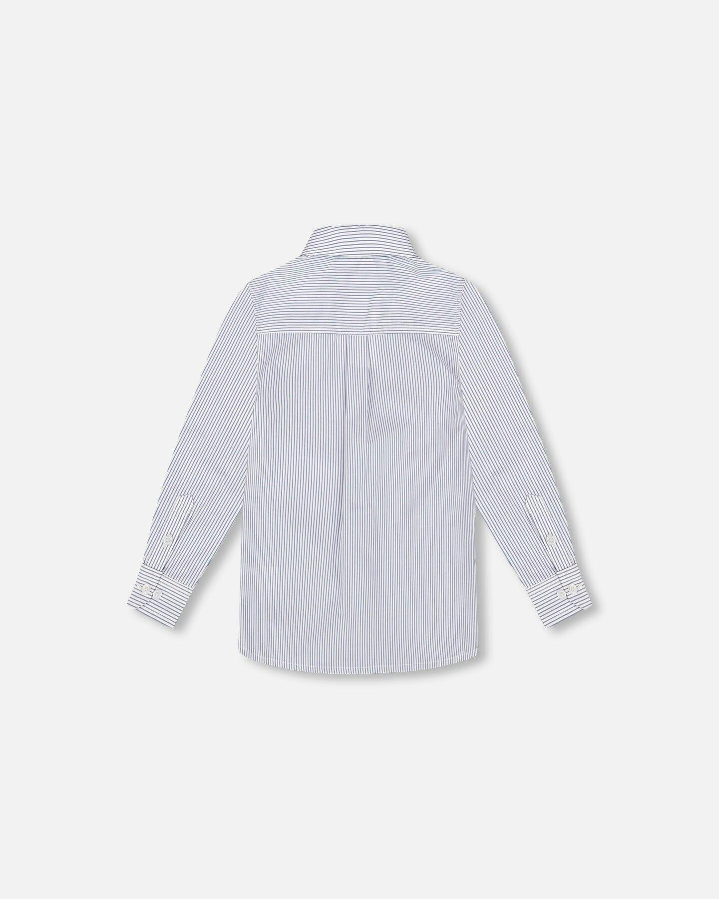 Long Sleeve Button Down Shirt Navy Blue Stripes