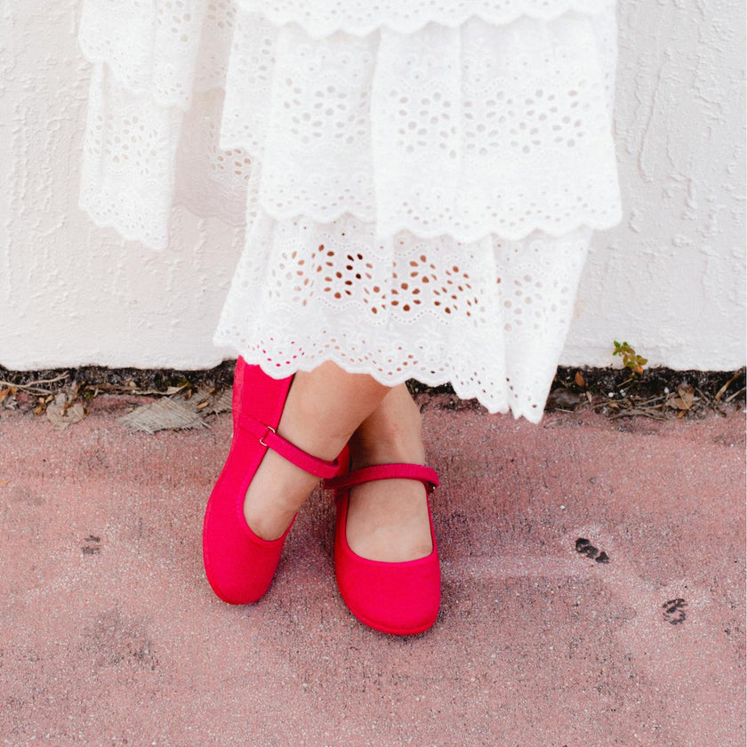 Classic Textured Canvas Mary Janes