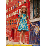 Flutter Sleeve Twirl Dress, Blue