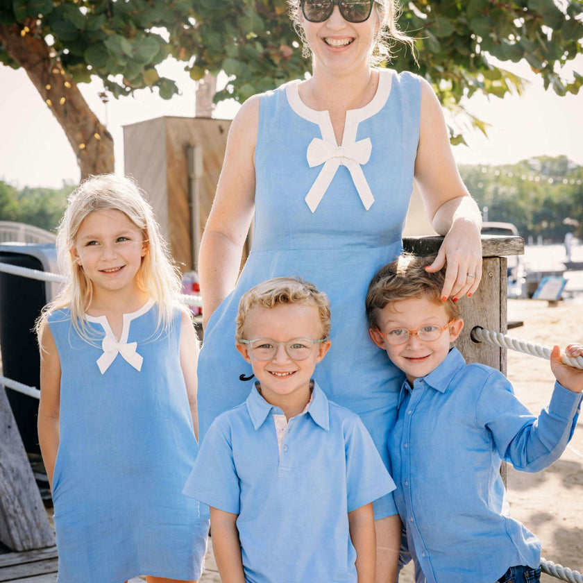 Women's Shift Dress in Blue Linen