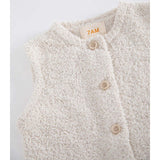 Fuzzy Sleeveless Buttoned Romper