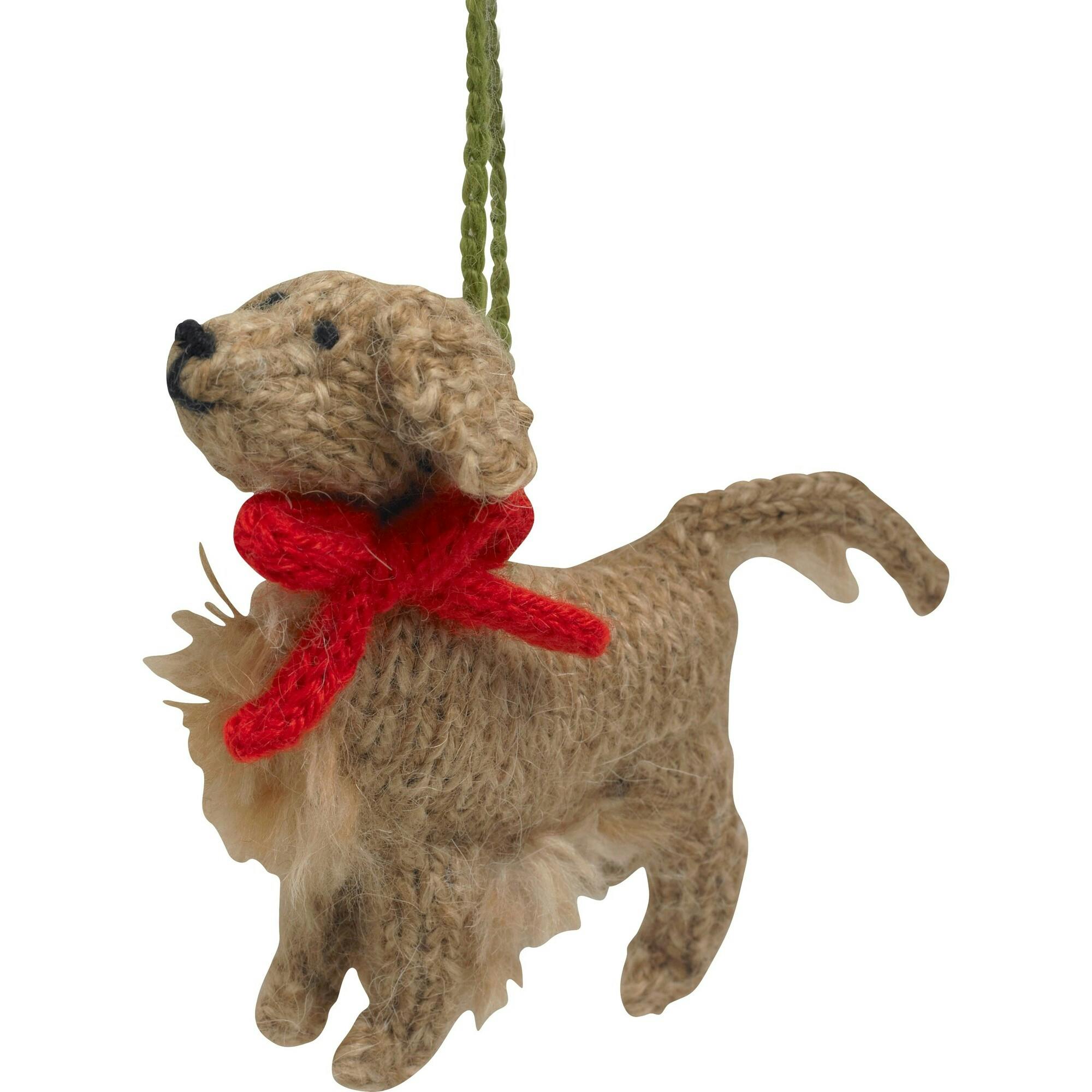 Golden Retriever Dog Hand Knit Christmas Ornament