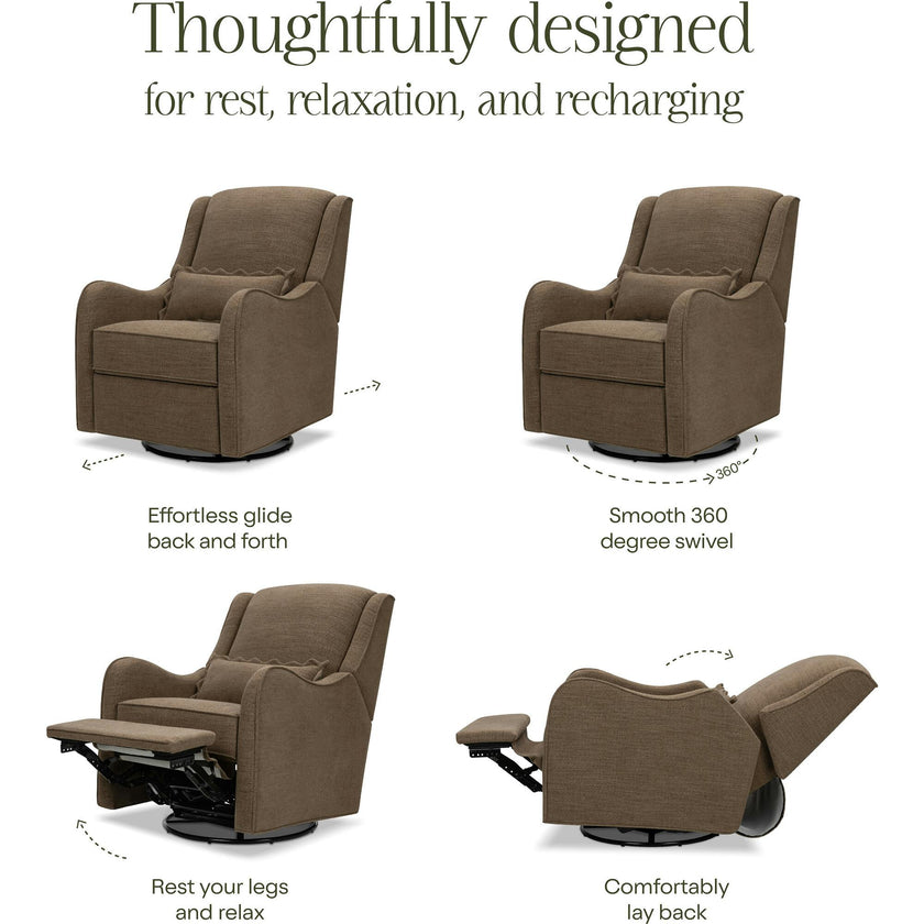 Devon Recliner and Swivel Glider in Performance Truffle Eco-Basketweave