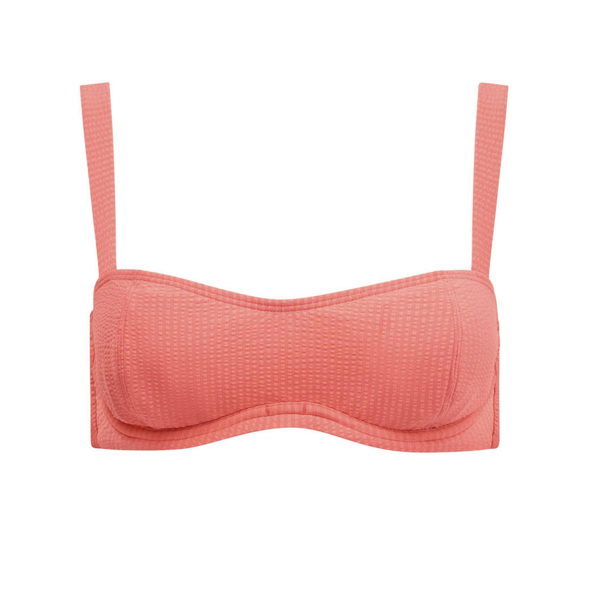 women's sailor red seersucker bandeau bikini top