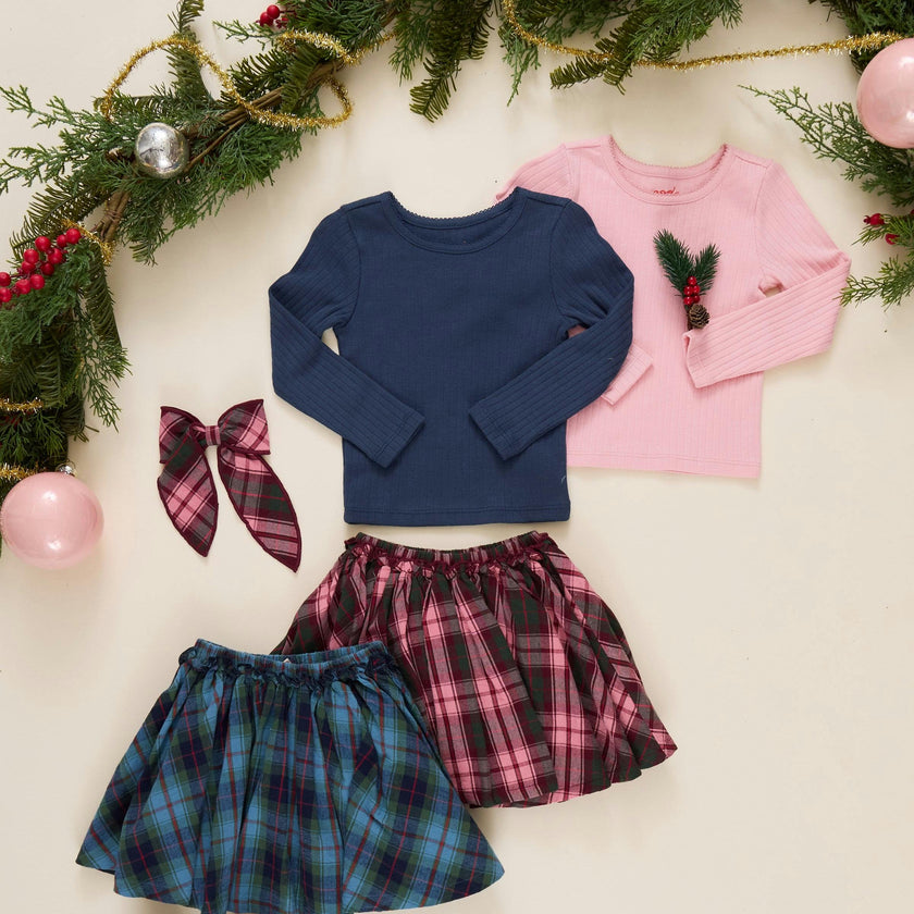 Girls Gianna Skirt - Burgundy Tartan