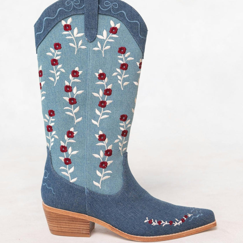 Rosemary Cowgirl Boots in Denim
