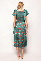 Rayna Dress in Green Floral Block