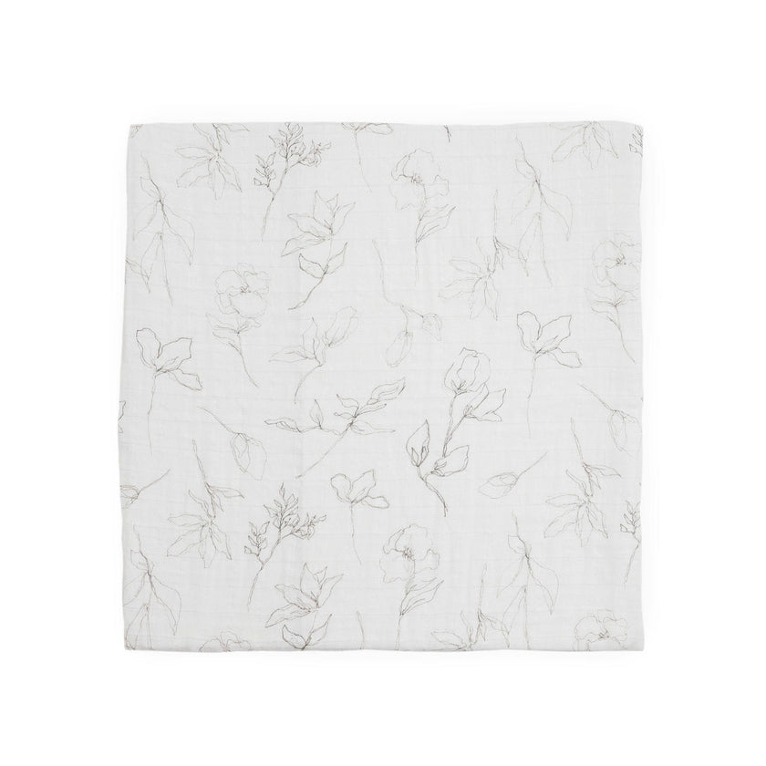 Organic Cotton Muslin Swaddle Blanket - Pencil Floral