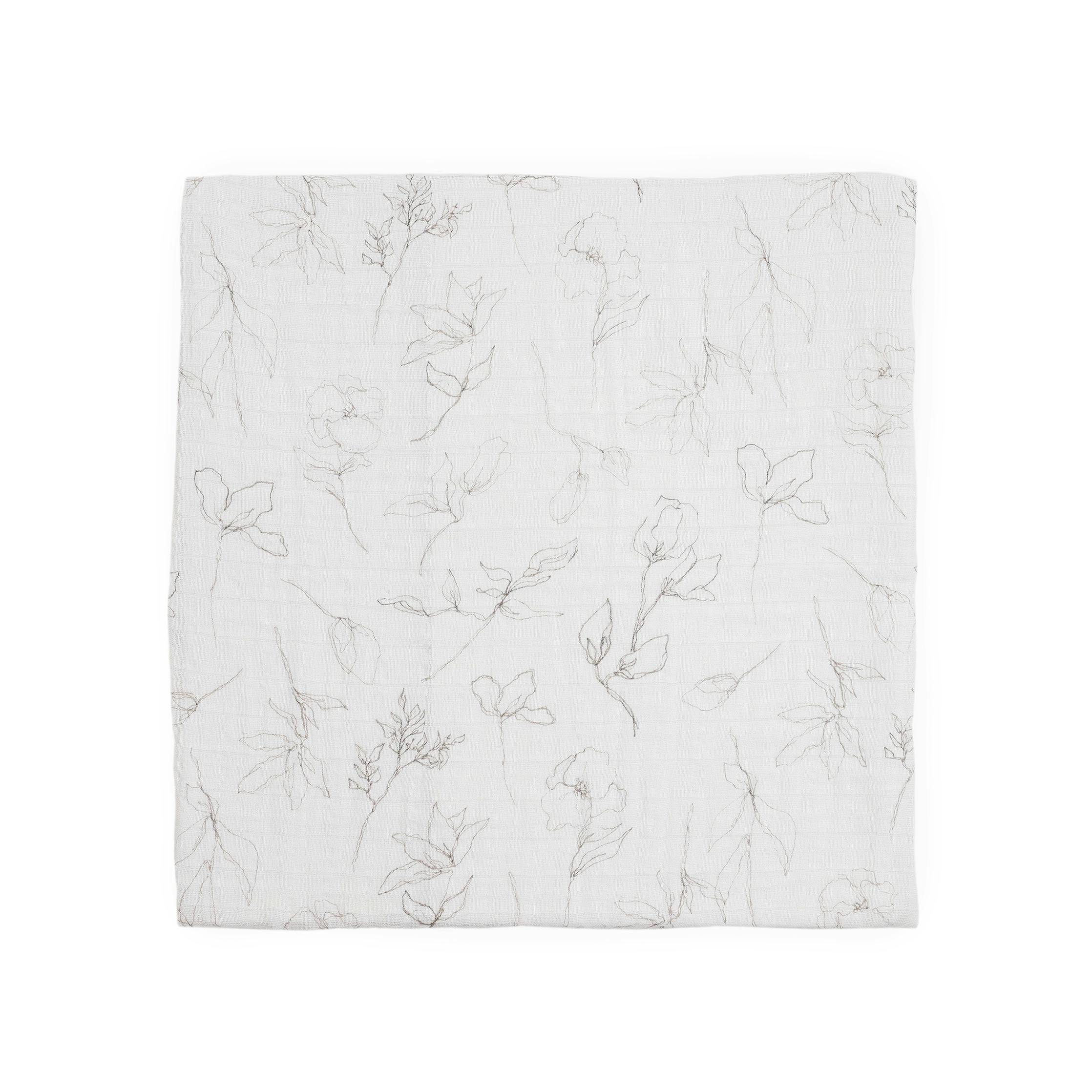 Organic Cotton Muslin Swaddle Blanket - Pencil Floral