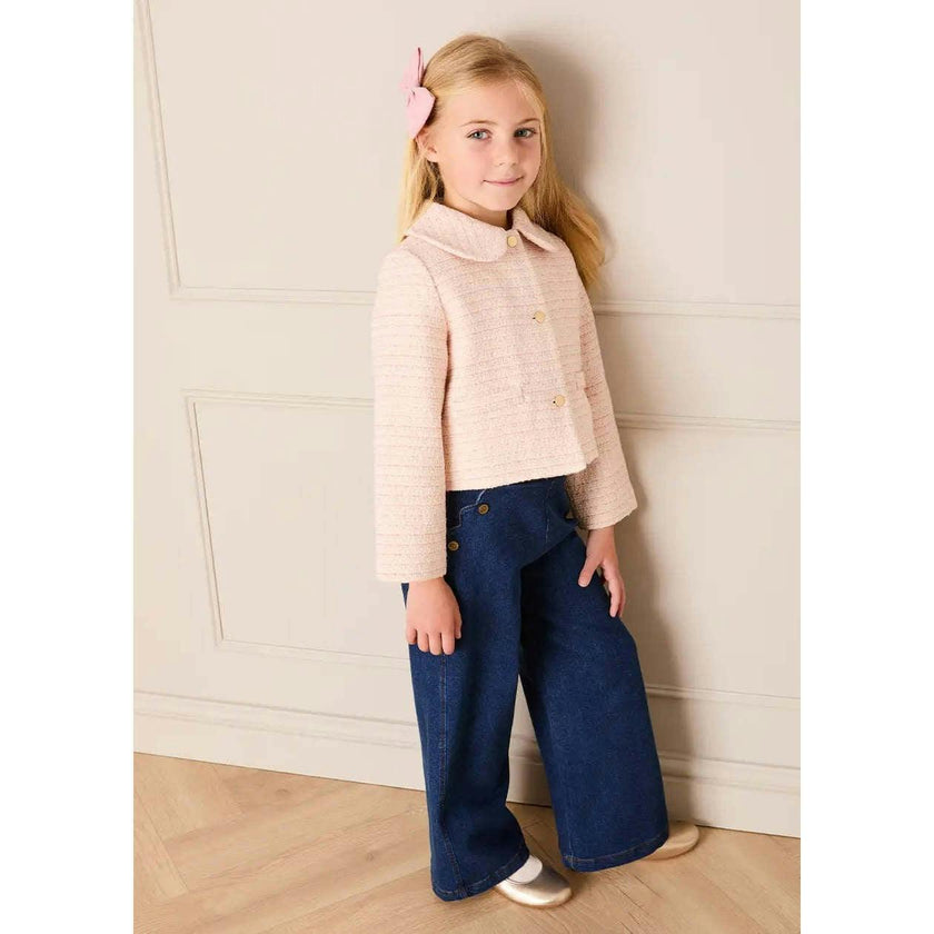 Scallop Detail Wide Leg Jeans in Blue Denim (2-12yrs)