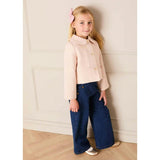 Brighton Boucle Tweed Peter Pan Collar Pocket Detail Jacket in Pink (4-12yrs)