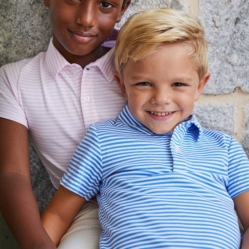 Short Sleeve Polo - Light Pink Stripe