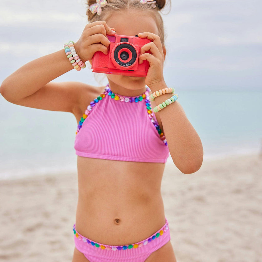 Heart Gem Trim Sleeveless Bikini