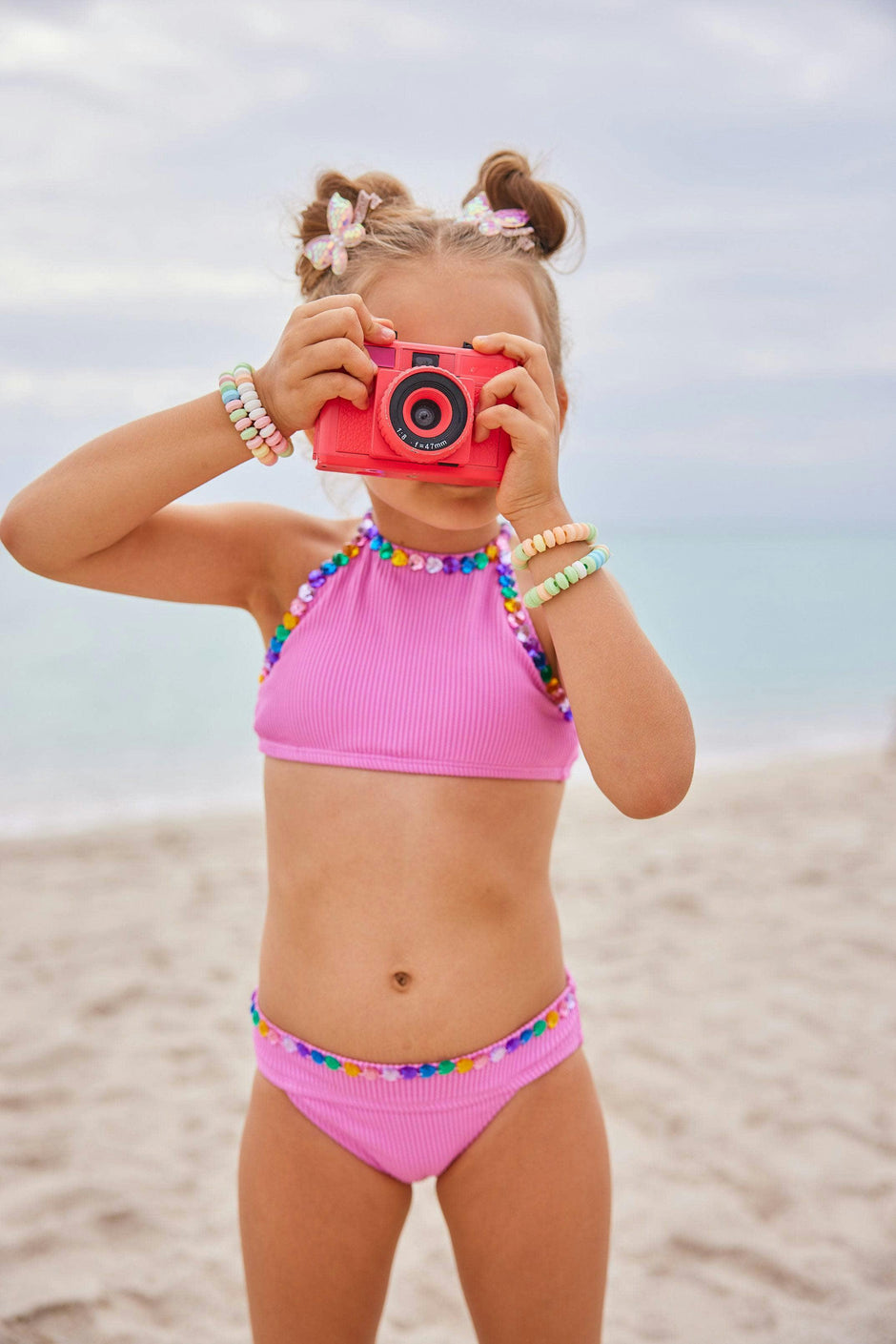 Heart Gem Trim Sleeveless Bikini