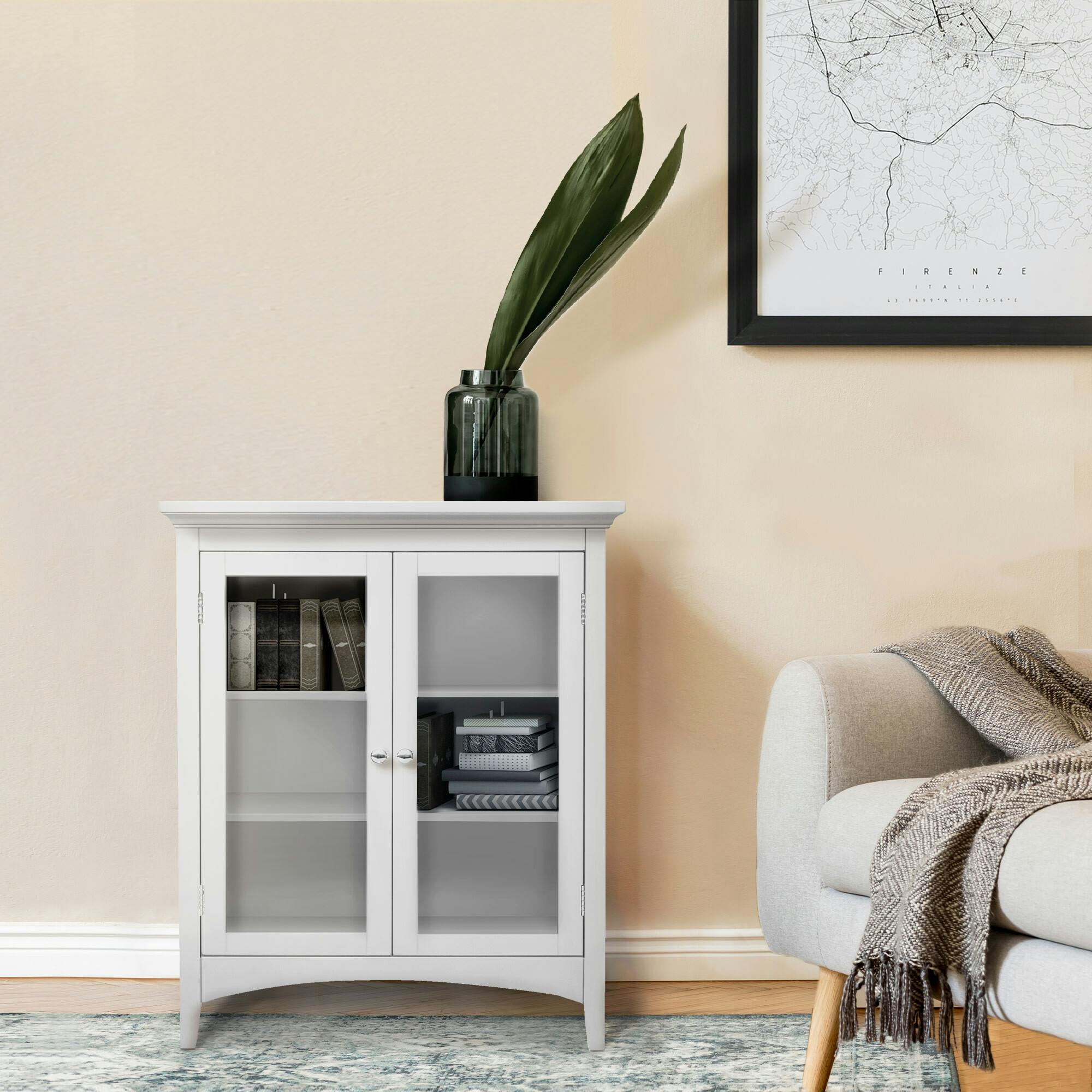 Madison Wooden Floor Cabinet with 2 Glass Doors