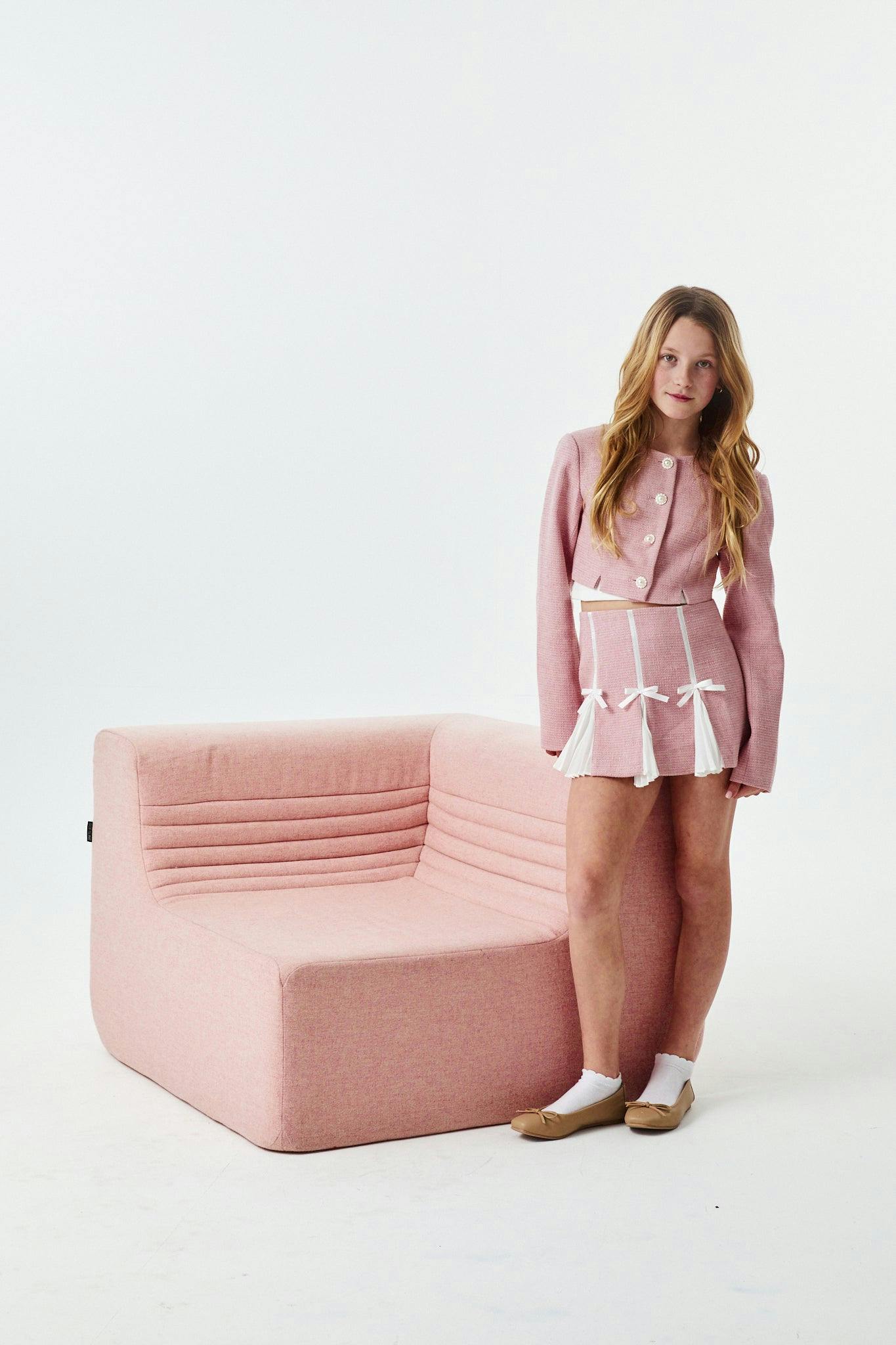 Leah Pink Tweed Two Piece Set