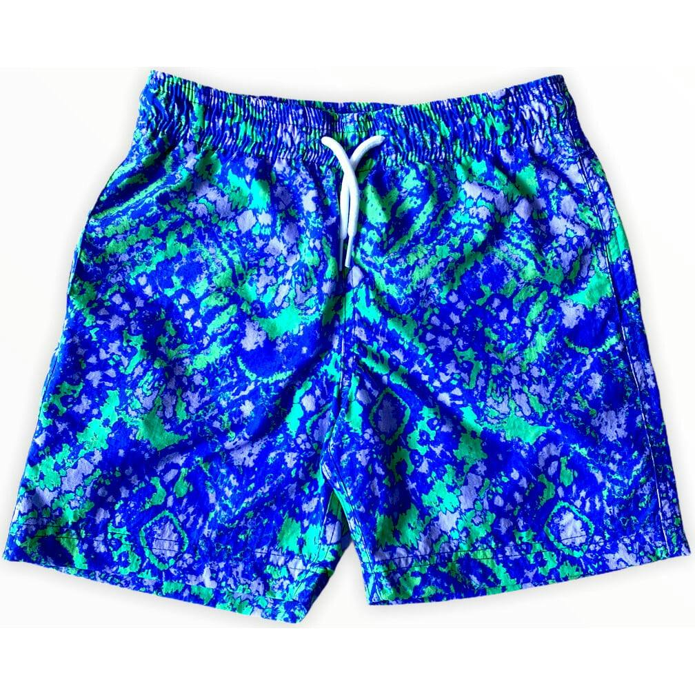 Kids' Geometric Batik Print Quick-Dry Swim Trunks