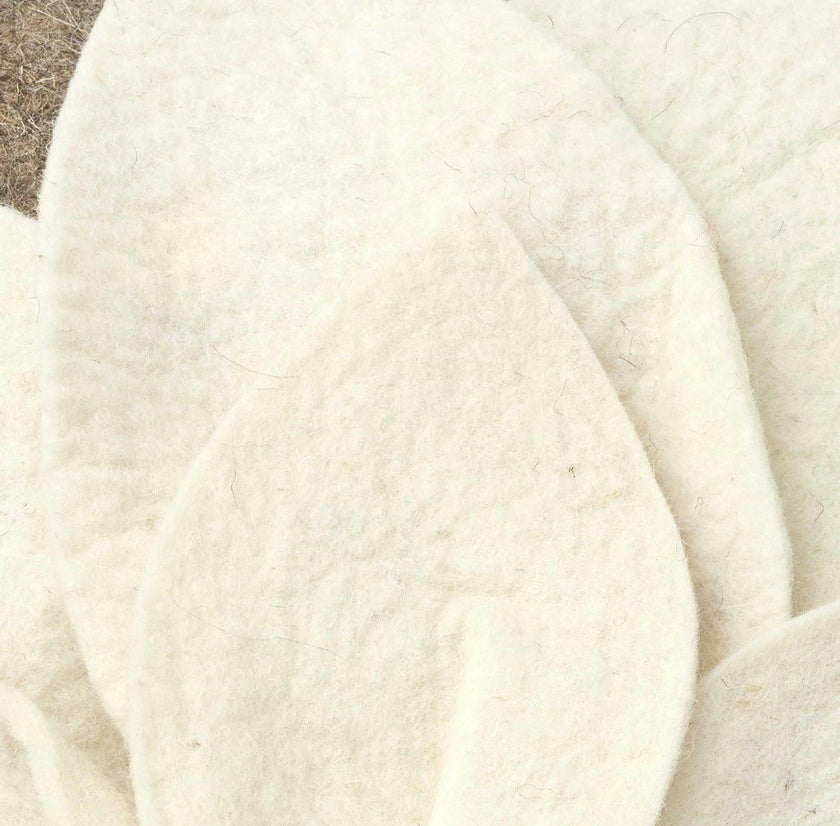 Hand Felted Wool Pillow - 3D Flower Cream Gray - 20"