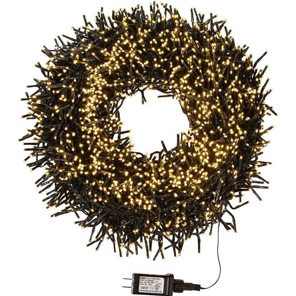 3000-Light 98-Foot Cluster Garland with Warm White LED Lights