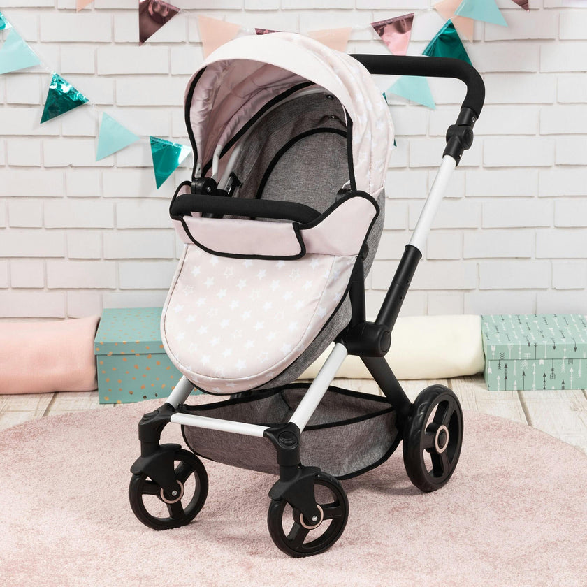 Bayer Design Dolls: Pram Xeo - Gray & White Stars